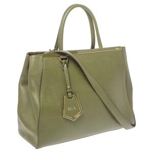 Fendi Olive Green Leather Tote with Gold Accents [BRAND NEW]